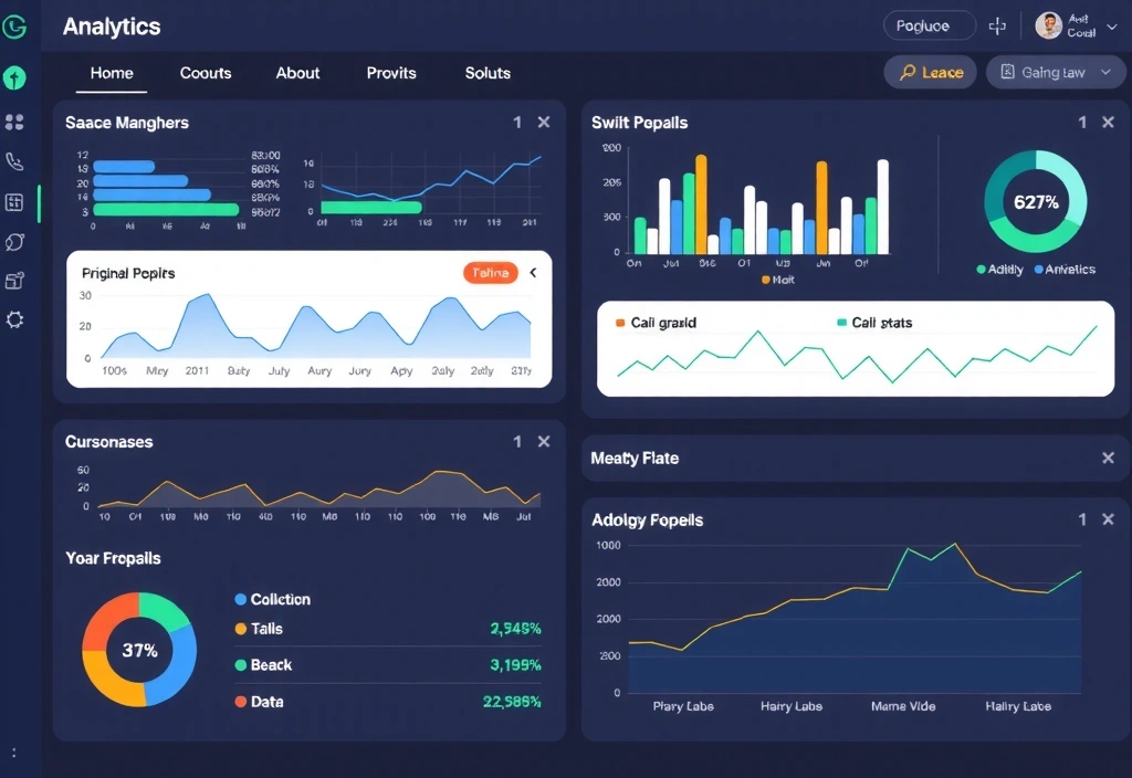 Digital marketing analytics dashboard with graphs and data visualization