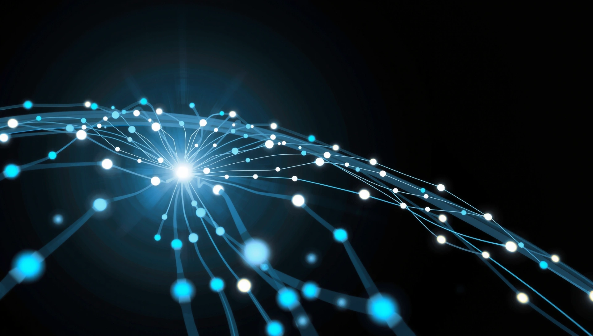 Abstract digital connection lines and glowing particles