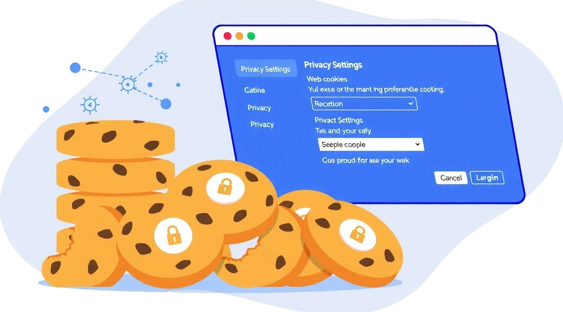 Illustration of digital cookies and privacy settings