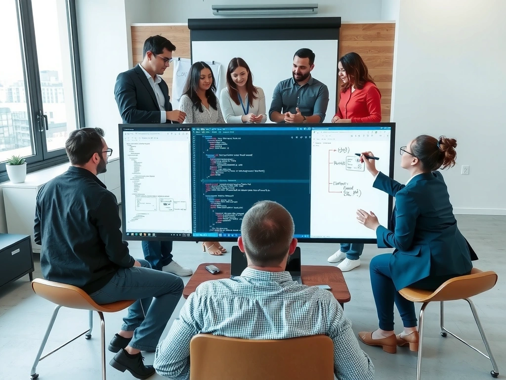 Team members collaborating on a project, showcasing expertise and teamwork